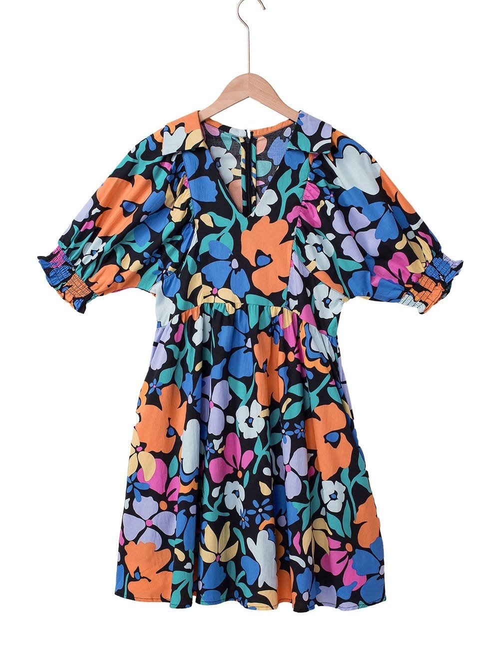 Chic Blue Floral Boho Dress