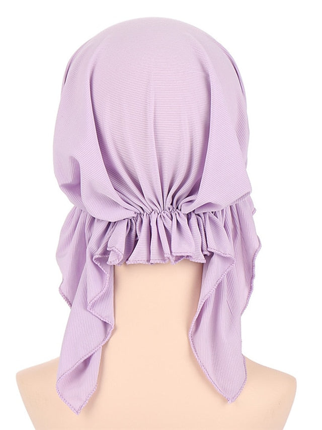 New Elastic Solid Color Wrap Head Scarf Hats Muslim Turban Bonnet For Women Inner Hijab Hat Fashion Female Turbantes Caps - LuckyFash™
