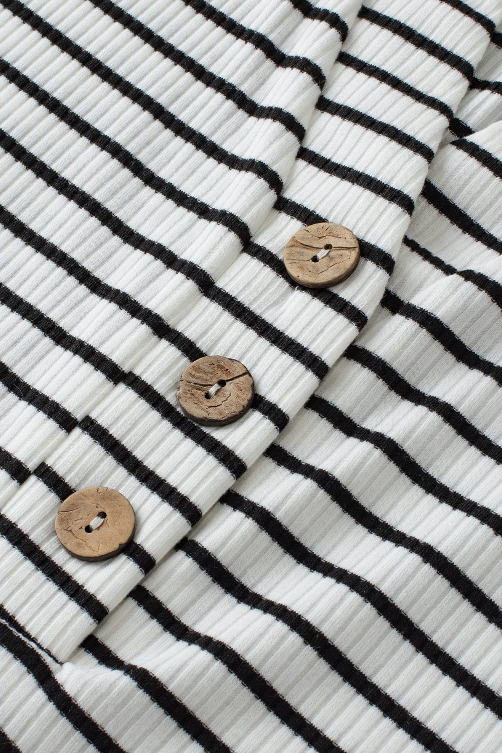 Classic White Striped V Neck Tank Top with Button Detail