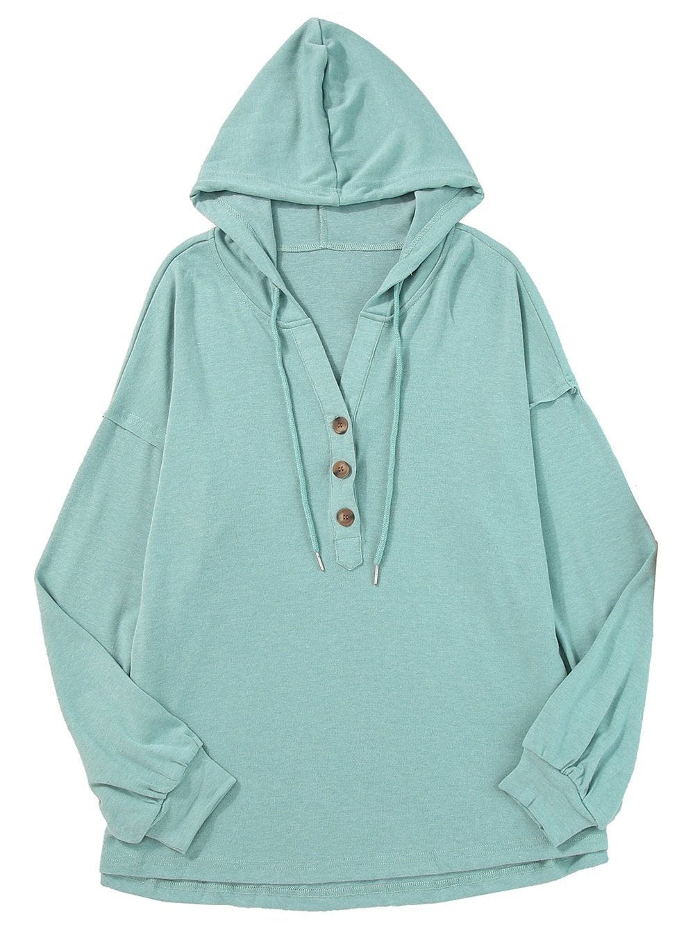 Cozy Button-Up Hooded Hemline Hoodie