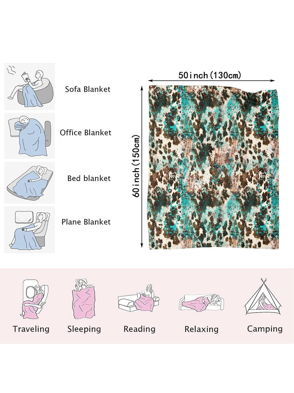 Cozy Multicolour Flannel Blanket with Western Design