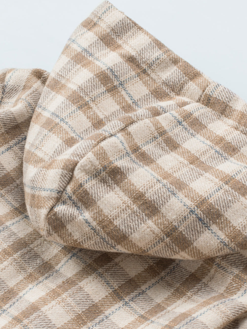 Khaki Checkered Sherpa-Lined Hooded Shacket