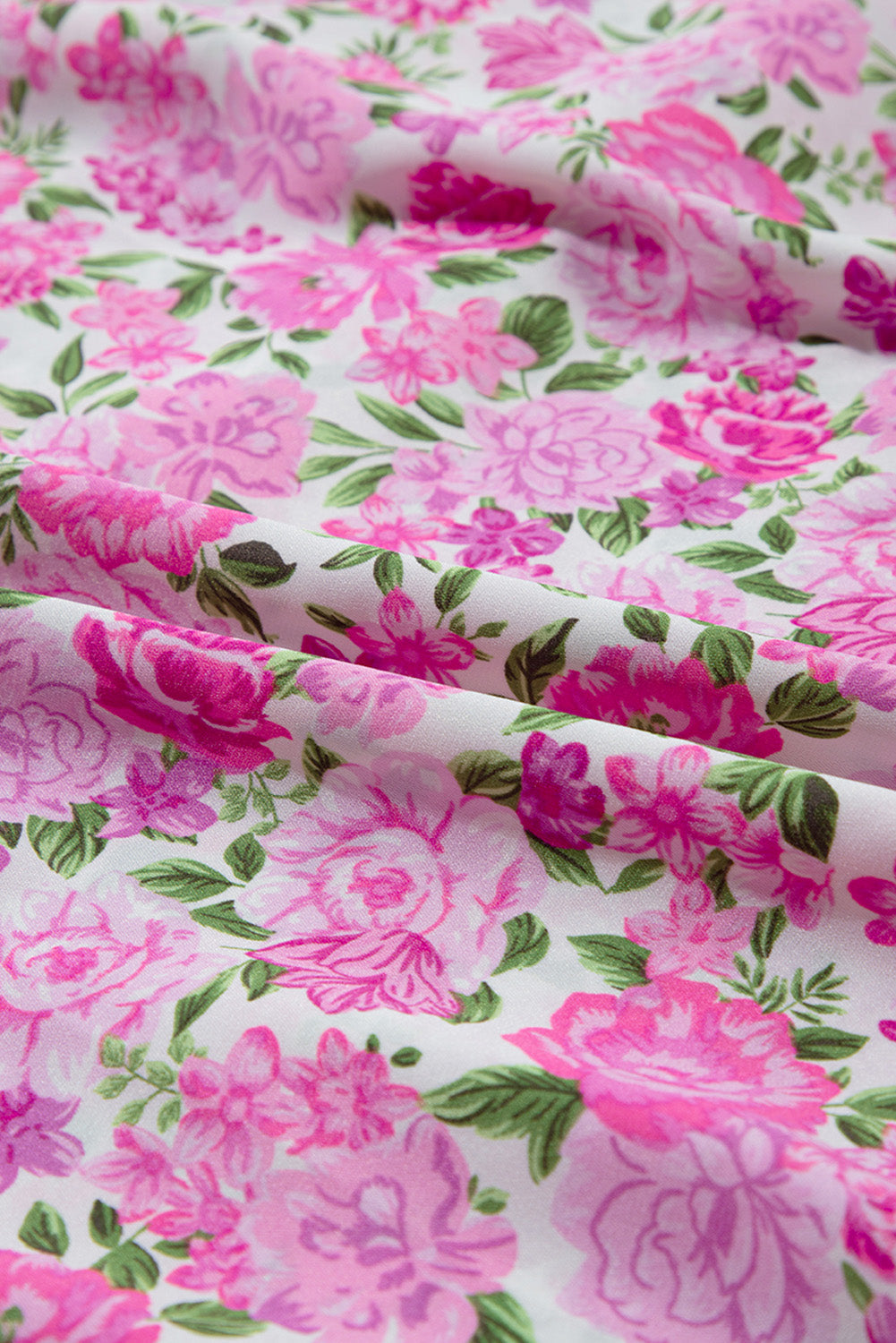 Elegant Pink Floral Smocked Puff Sleeve Maxi Dress