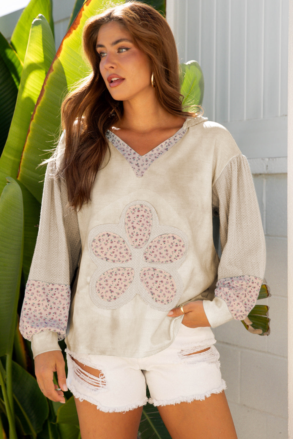 floral patchwork hoodie