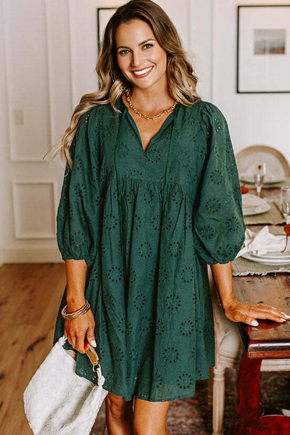 eyelet embroidered dress