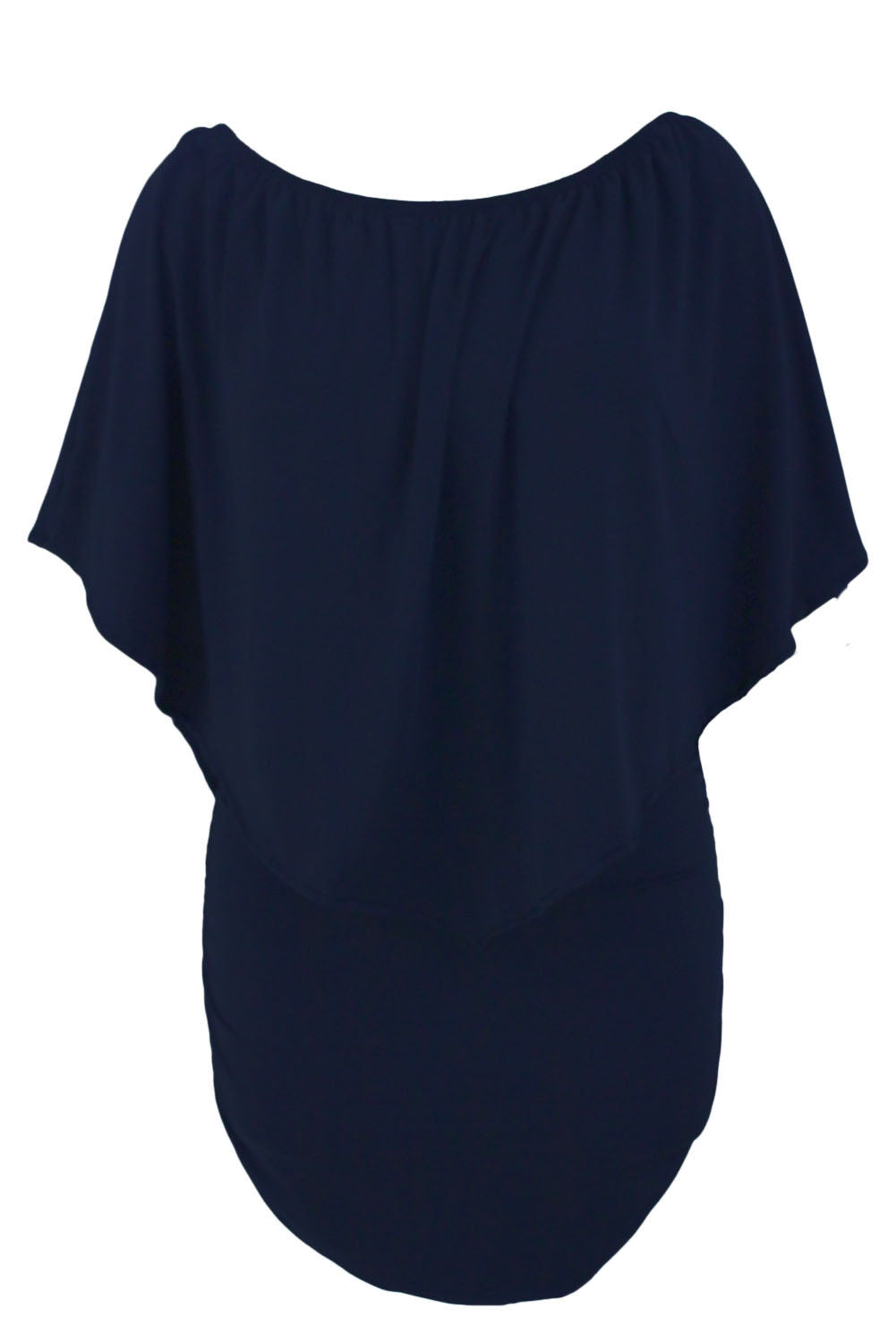 Layered Ruffle Top Plus Size Dark Blue Poncho Mini Dress