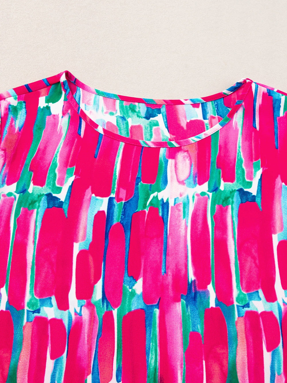 Rosy Abstract Print Ruffle Petal Sleeve Blouse for Curvy Queens