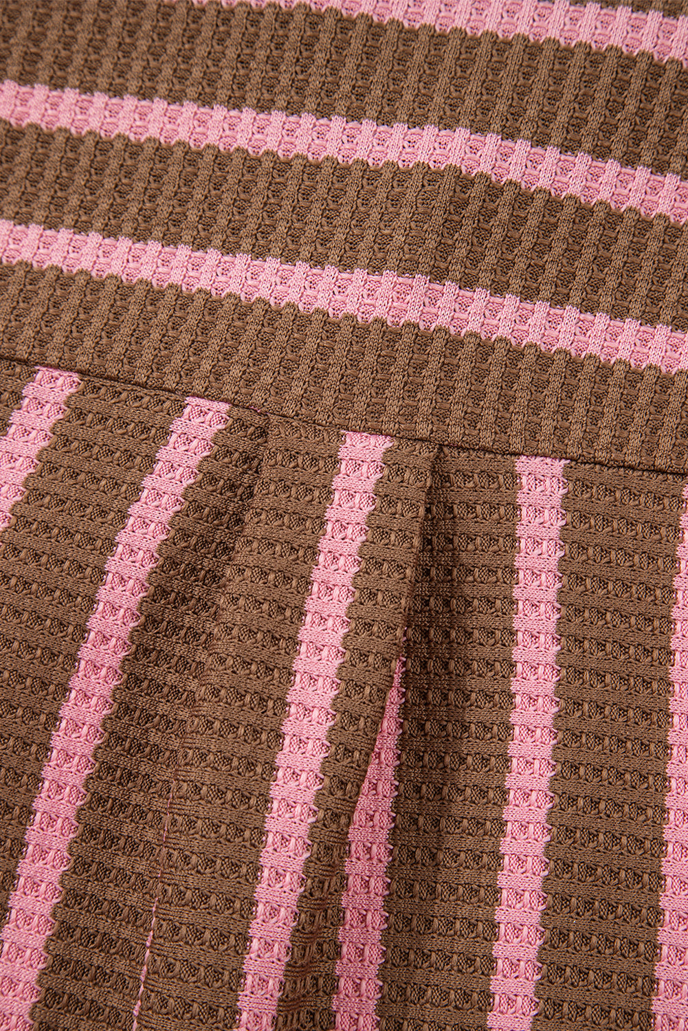 Multicolour Striped Knit Contrast Patchwork Button Flap Pocket Raw Hem Shacket