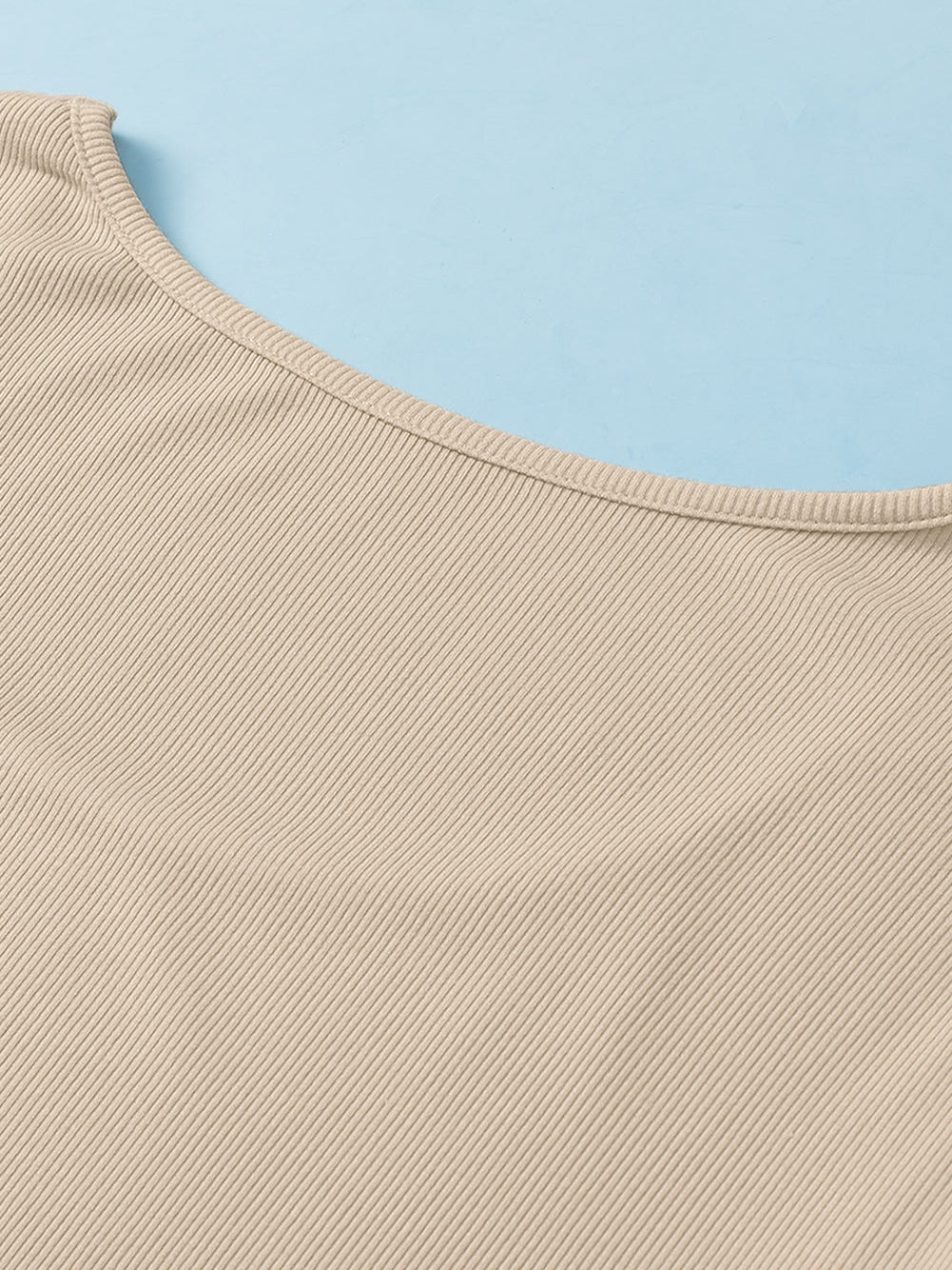 Lace Sleeve Ribbed Pullover with Square Neck
