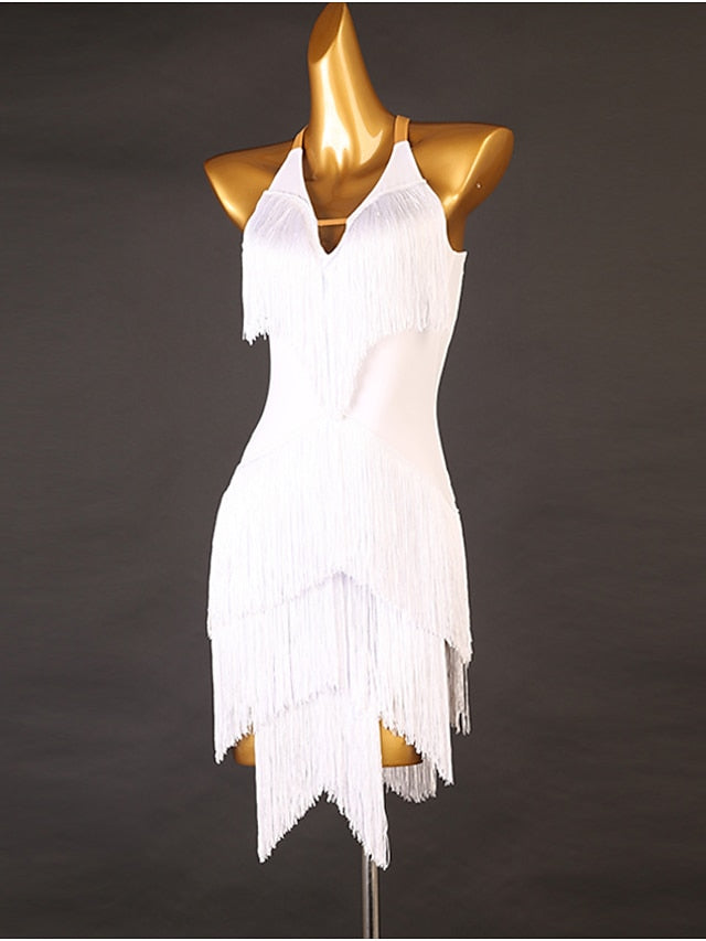 Latin Dance Dress Tassel Split Joint Women's Performance Training Sleeveless Chinlon - LuckyFash™