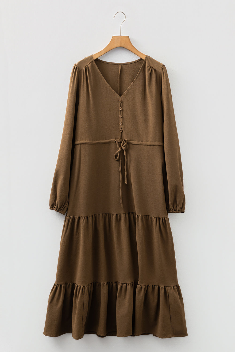 solid long sleeve maxi dress