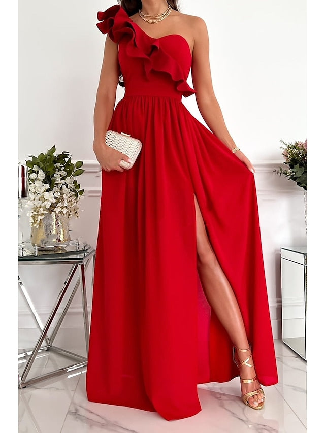 Women's Dress - Casual Dress Swing Dress Long Dress Maxi Dress Green Black Wine Sleeveless Pure Color Patchwork Spring Summer Cold Shoulder 2023 S M L XL XXL