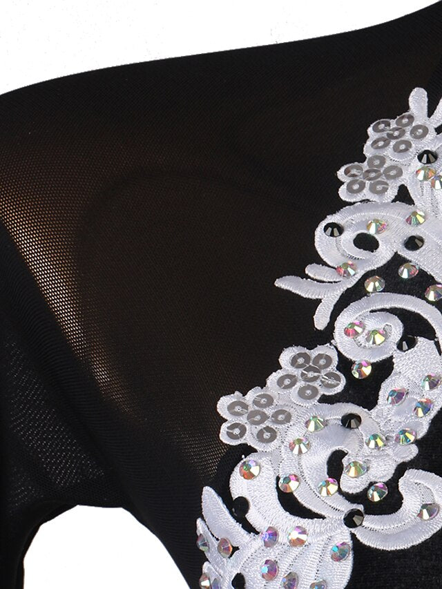 Latin Dance Dress Appliques Crystals / Rhinestones Women's Performance Long Sleeve Spandex - LuckyFash™