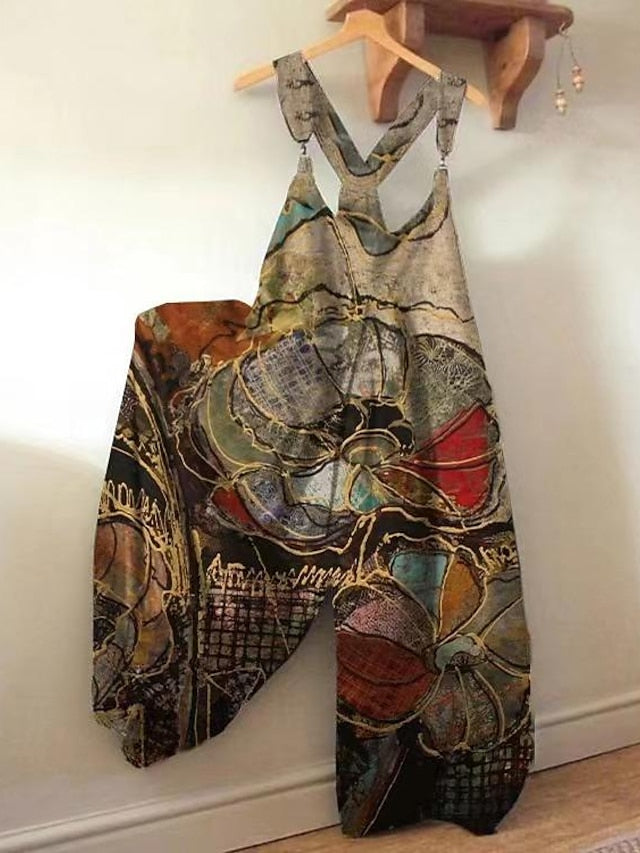 Women's Jumpsuits Casual Summer New Strappy Creative Printing One-Piece - LuckyFash™