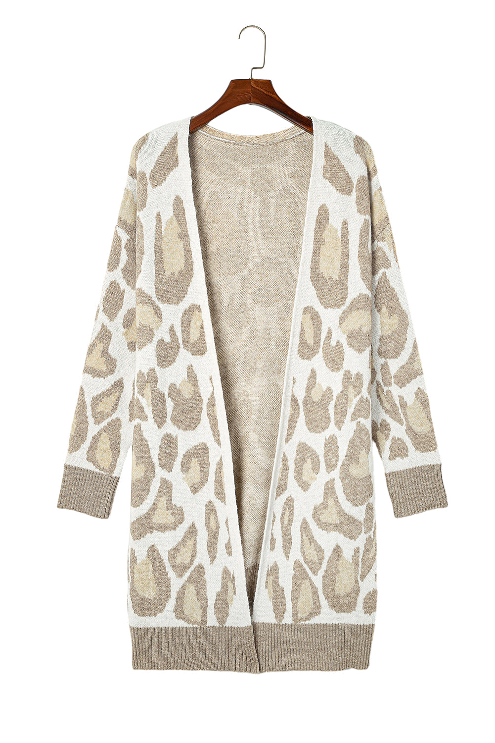 Leopard Print Beige Plus Size Cardigan