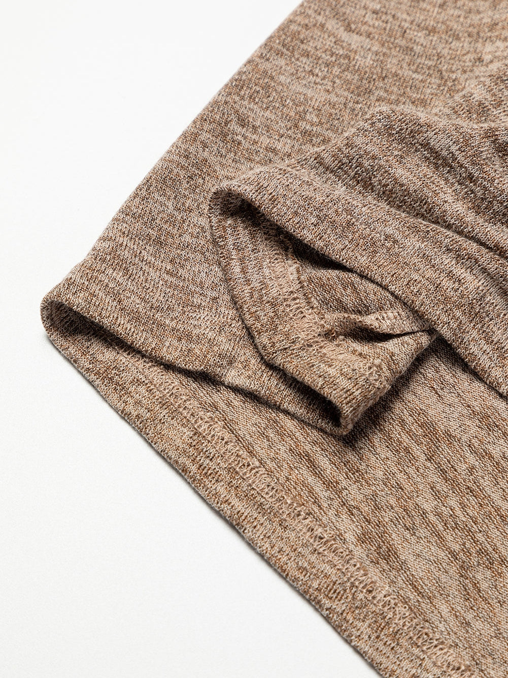 Khaki Marble Cold Shoulder Knit Top with Long Sleeves