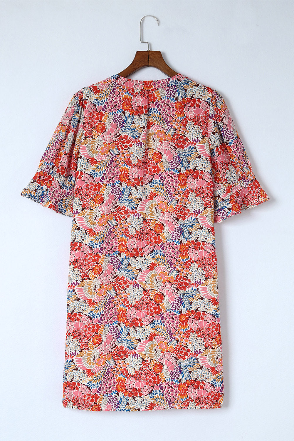 V-neck Print Split Long Dress