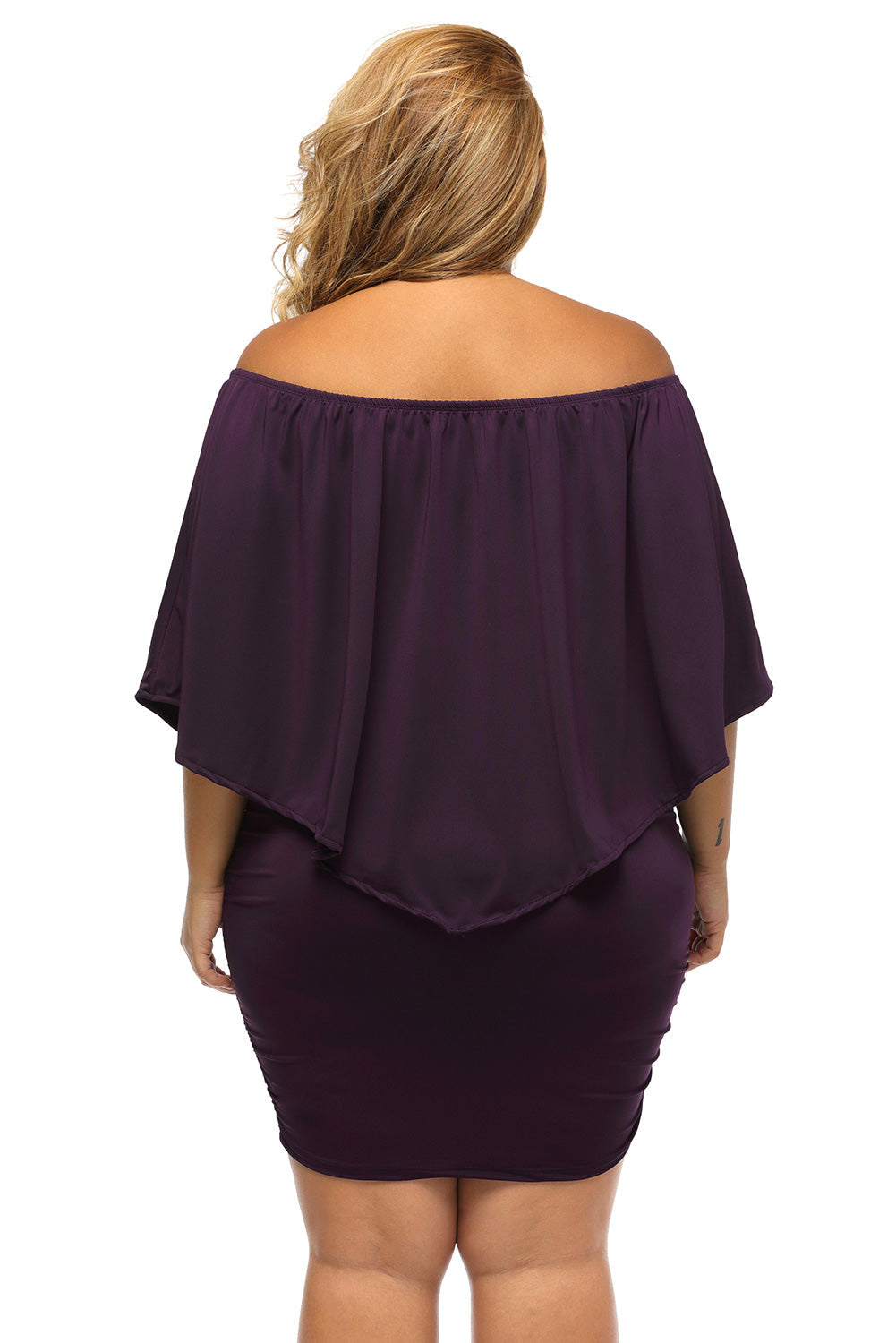 Layered Purple Plus Size Poncho Dress for Women