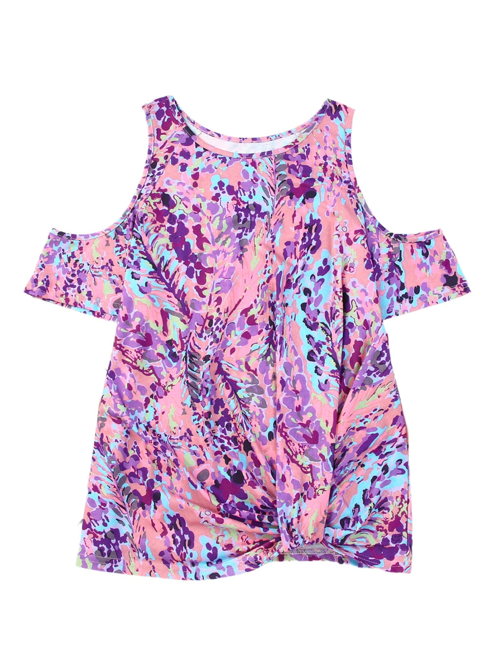 Lavender Blossom Cold Shoulder Floral Blouse