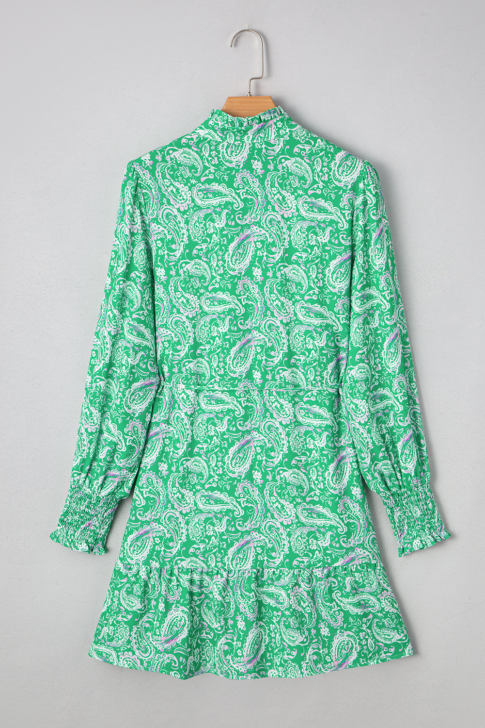 green paisley mini dress