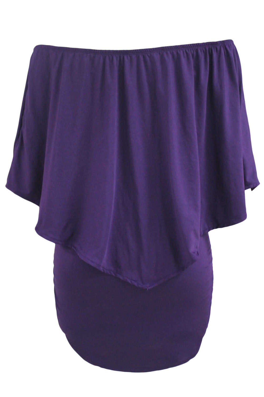 Layered Purple Plus Size Poncho Dress for Women