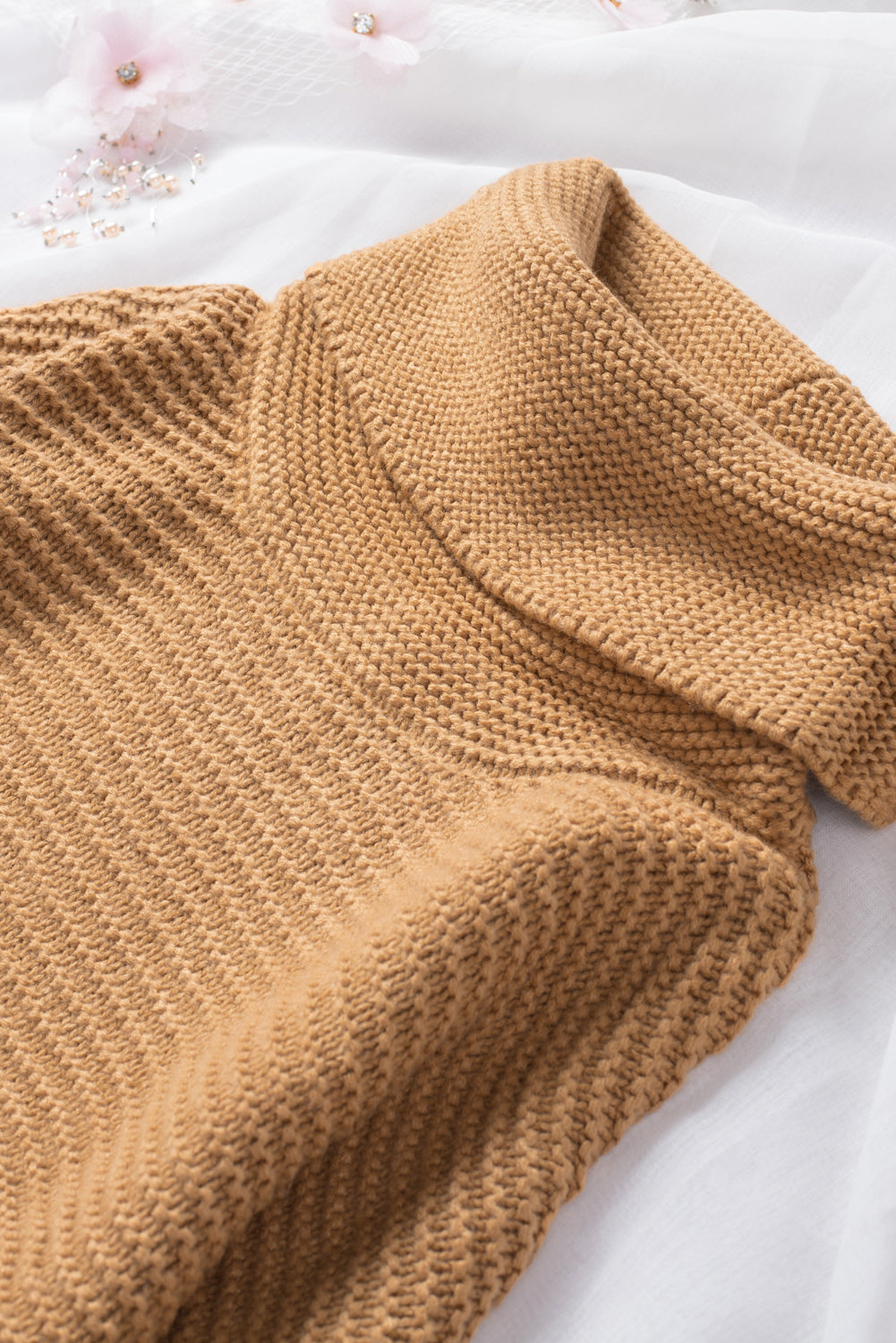 Khaki Warm and Cozy Turtleneck Sweater with Long Sleeves