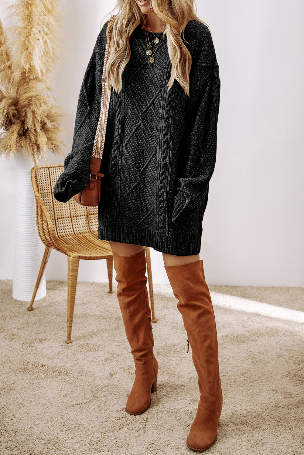black knit dress