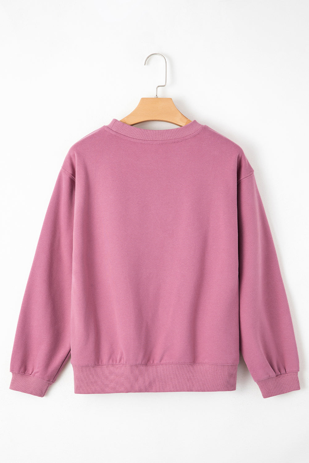 Meadow Mauve Solid Fleece Lined Drop Shoulder Terry Sweatshirt