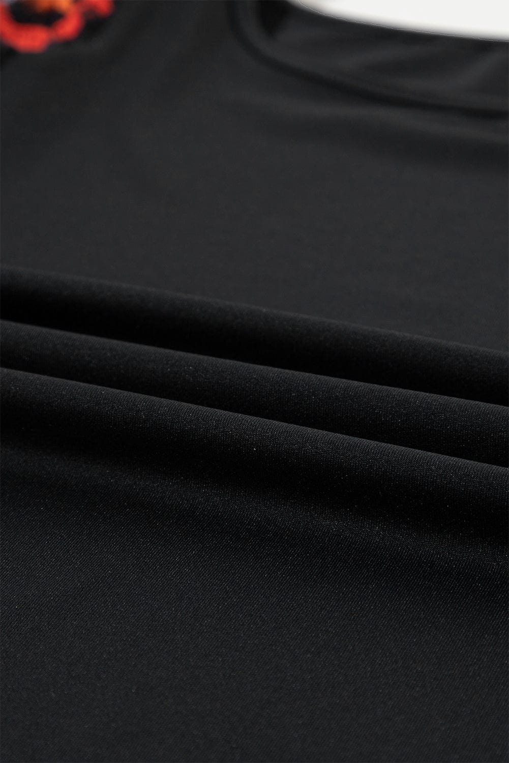 Elegant Black Floral Crochet Top with Short Sleeves