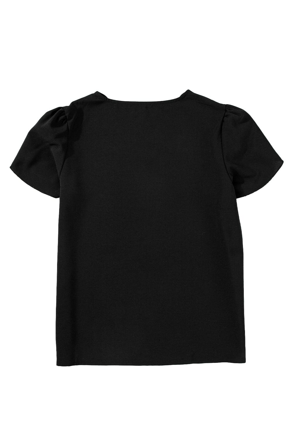 Elegant Black Petal Sleeve V-Neck Top