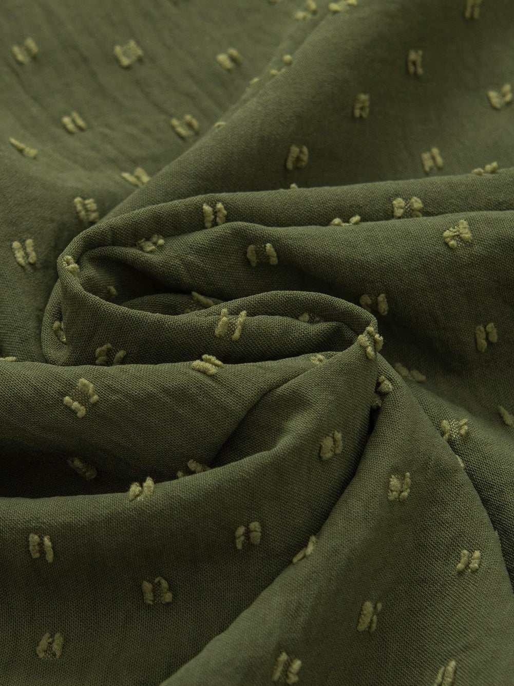 Elegant Mist Green Swiss Dot Batwing Sleeve Blouse with Stand Neck