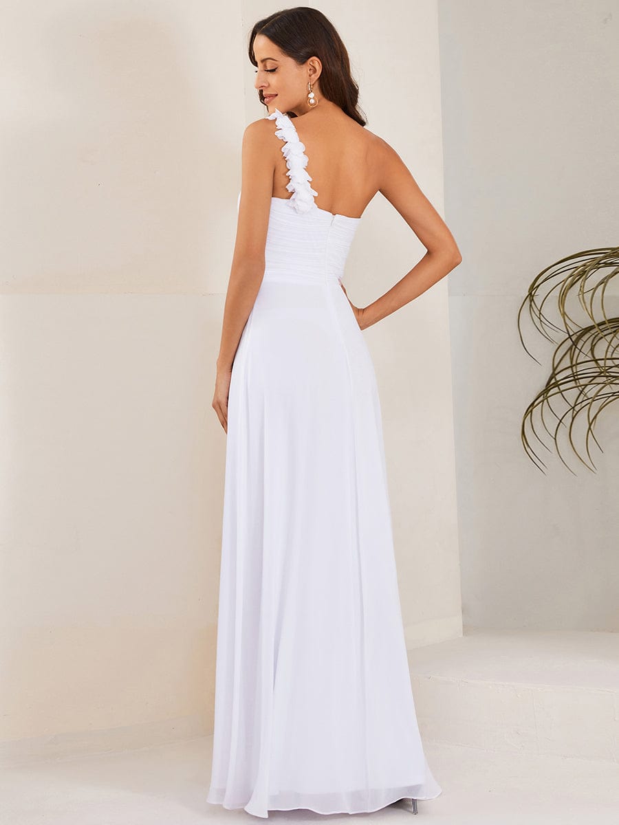 Elegant Single Shoulder Pleated Chiffon Bridesmaid Gown