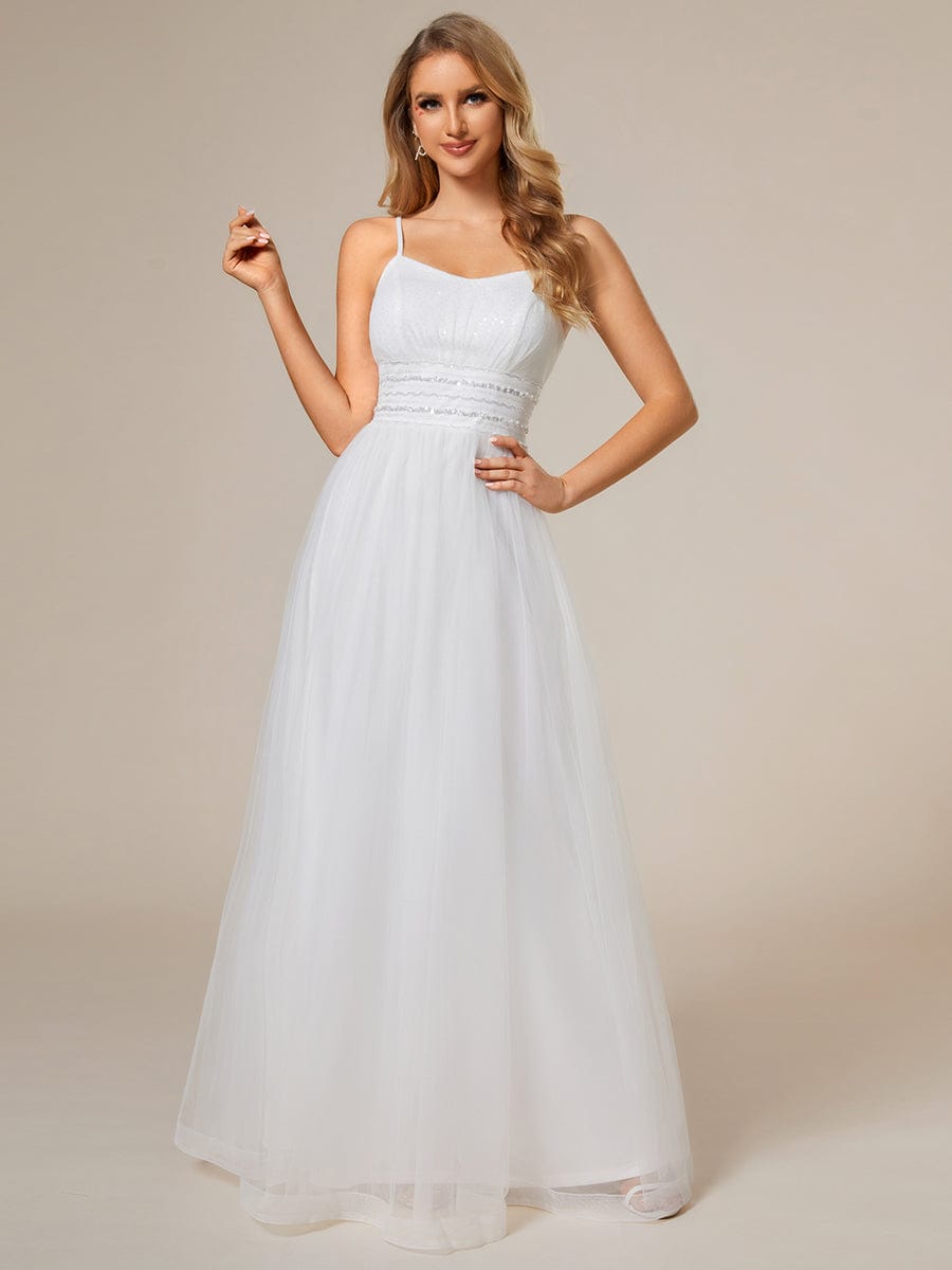 Elegant Strapless Sequin Tulle Bridal Gown