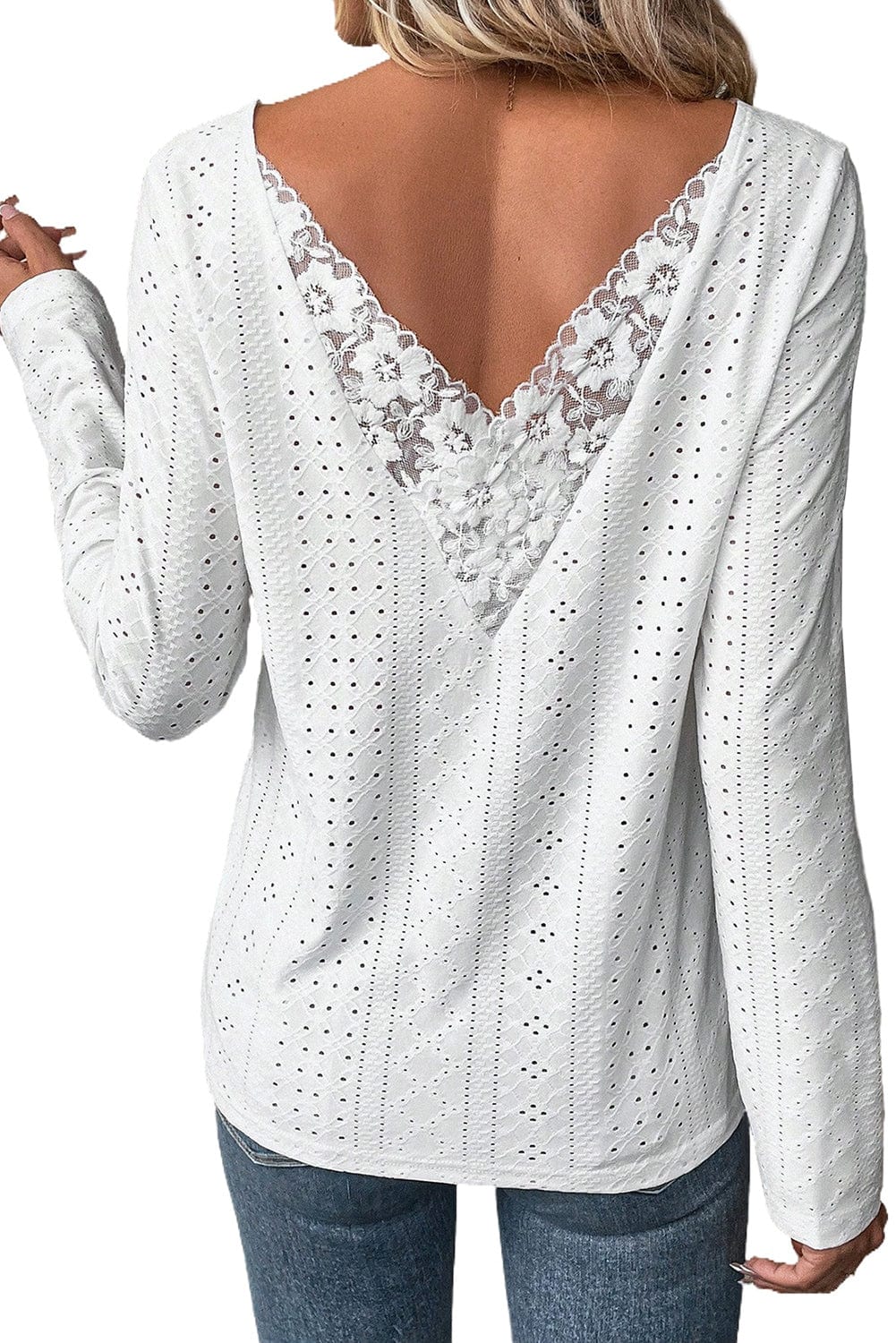 Elegant White Eyelet Lace Detailed Shift Top