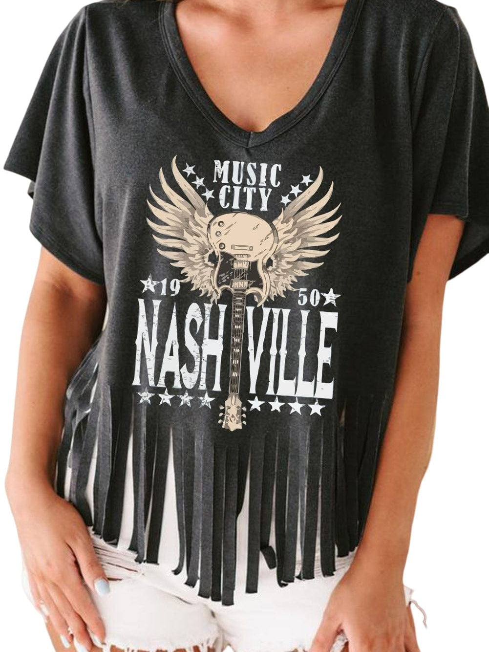 Embrace the Nostalgia: Bohemian Black Nashville Graphic Tee