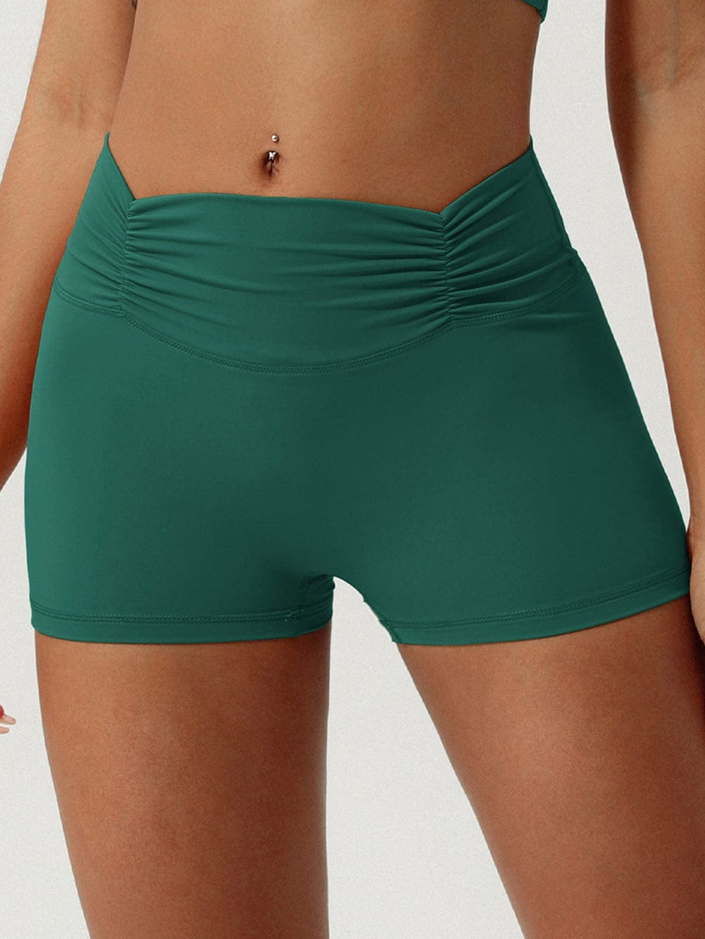 Evergreen Ruched High Waist Yoga Shorts for Active Lifestyle