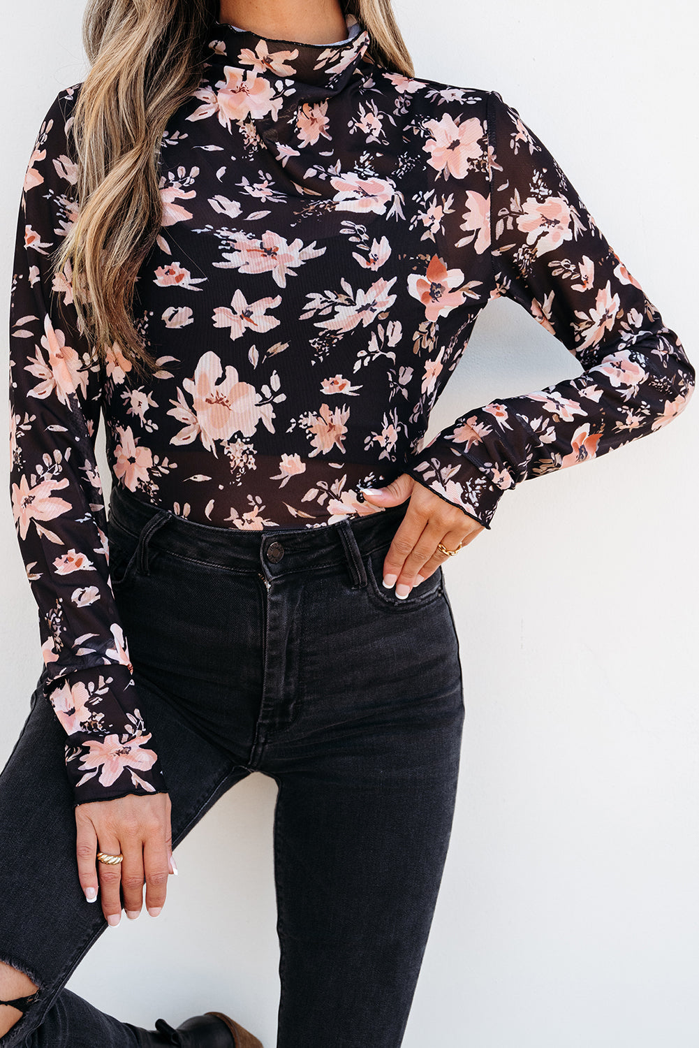 mesh long sleeve top