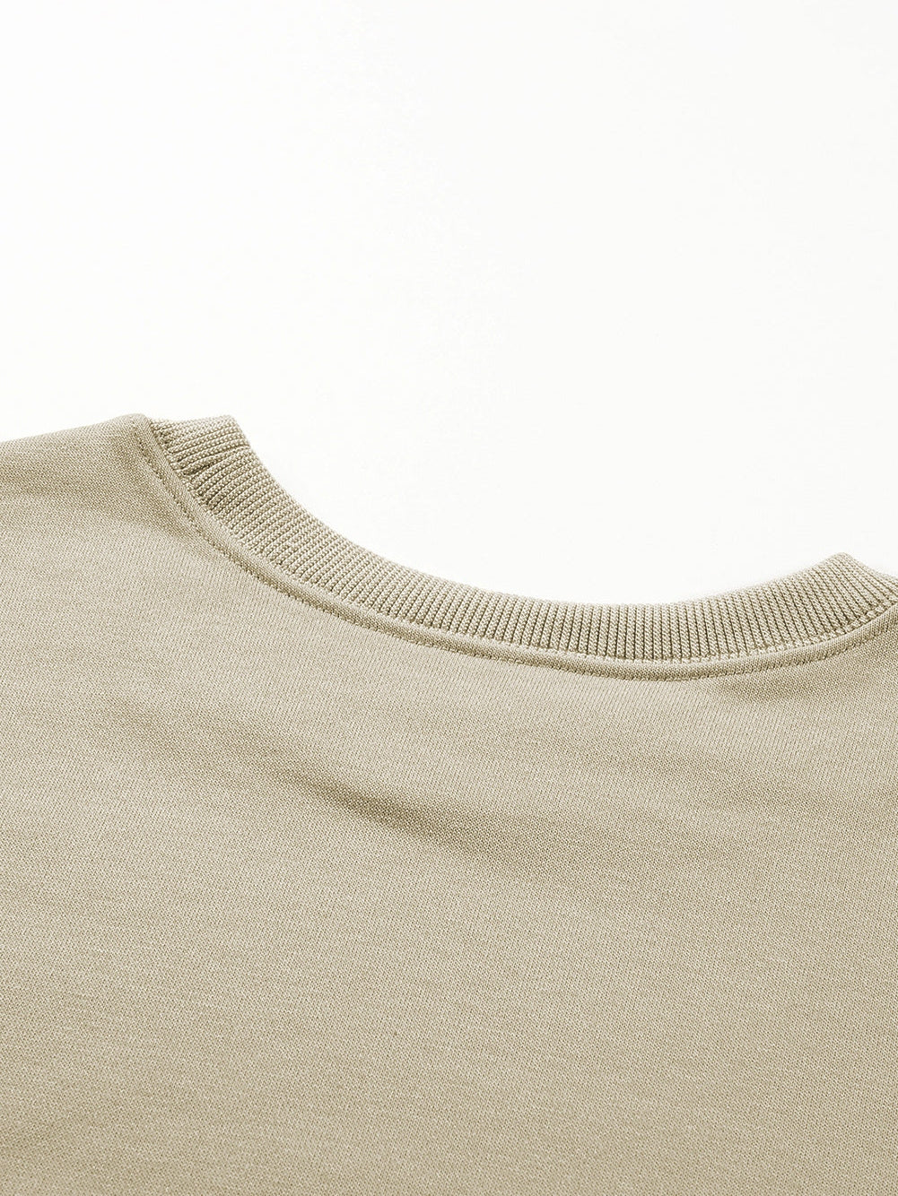 Khaki Solid Crew Neck Pullover Jumper