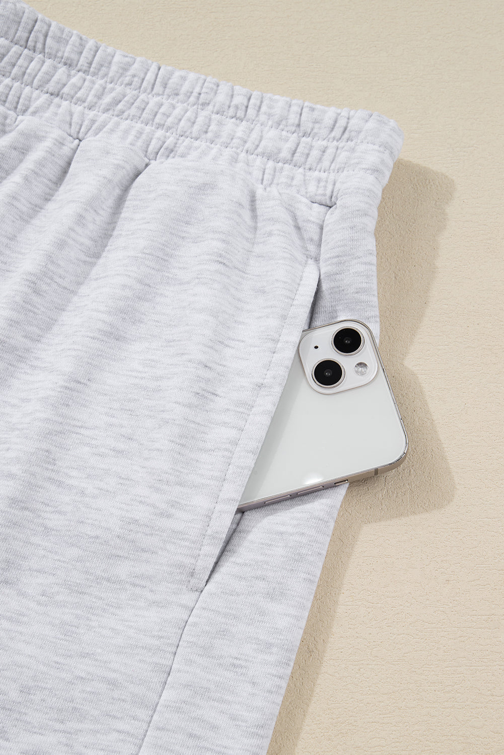 Light Grey Girly Bow Embroidered Puff Sleeve Pullover Loose Shorts Plus 2pcs Outfit