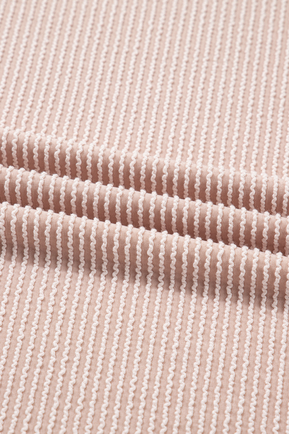 Beige Twist Ribbed Leopard Color Block Detail Drop Shoulder Long Sleeve Top