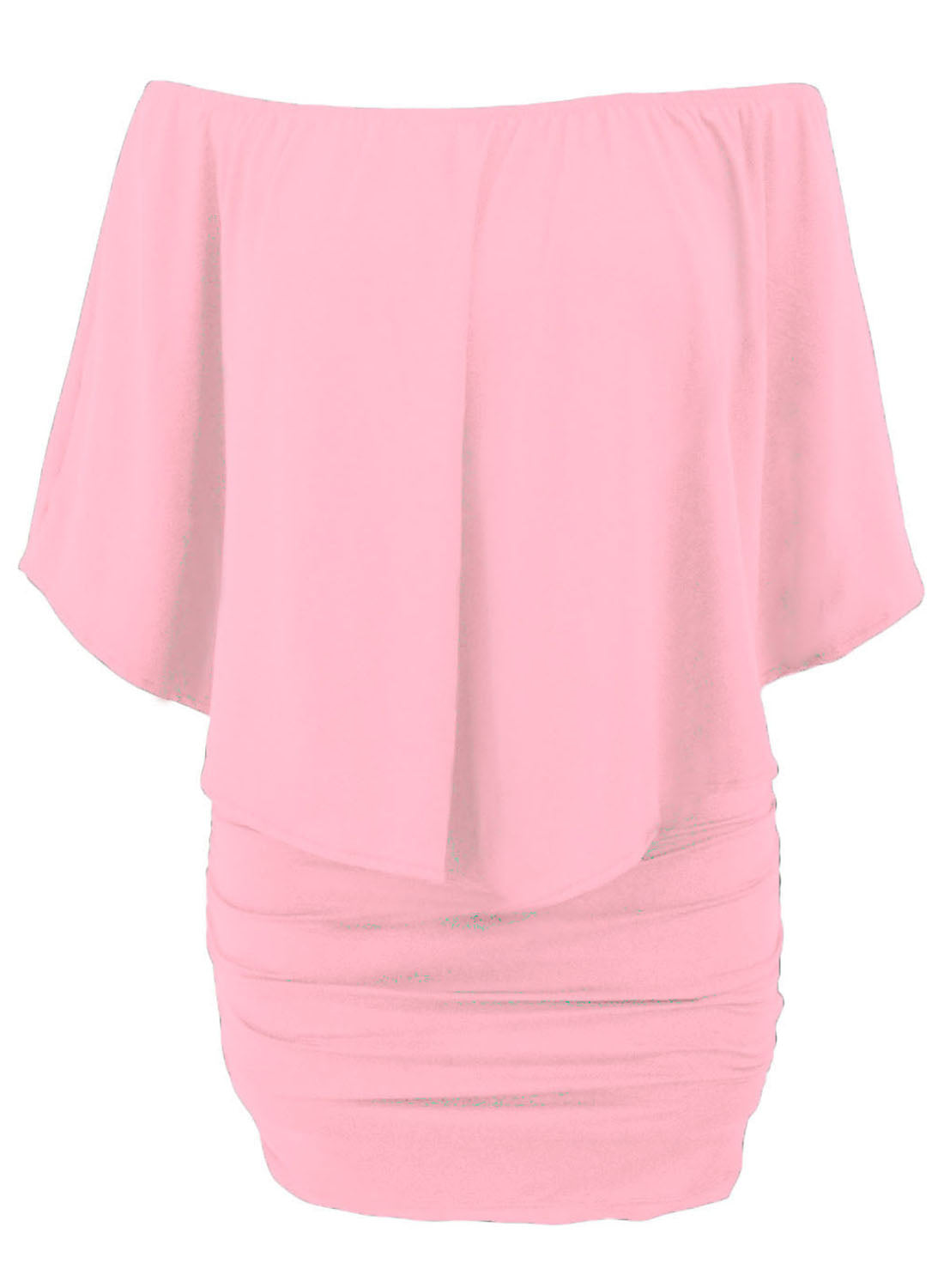 Layered Pink Plus Size Poncho Dress with Multiple Dressing Styles