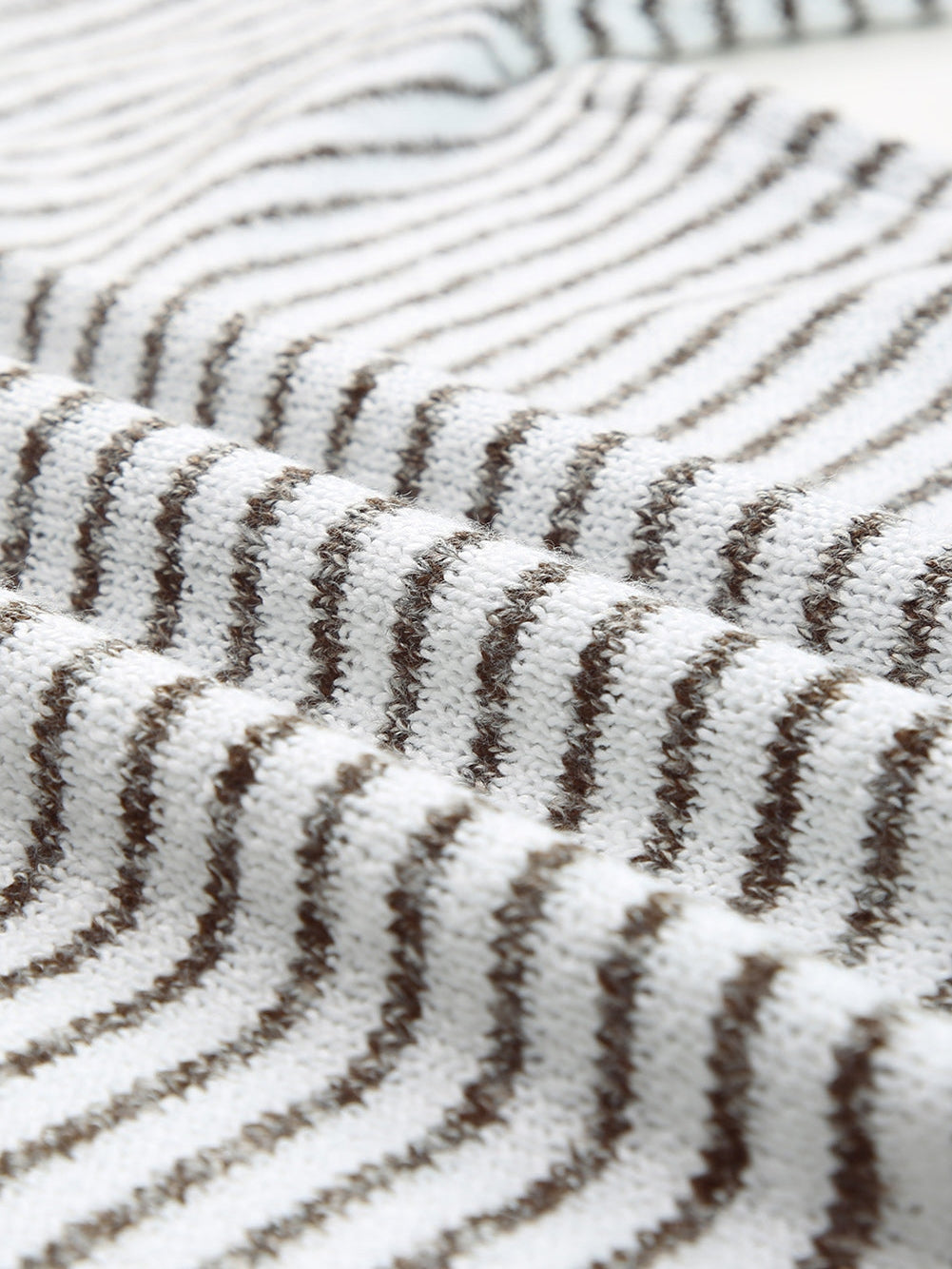 Khaki Striped Turtleneck Knit Sweater for Women