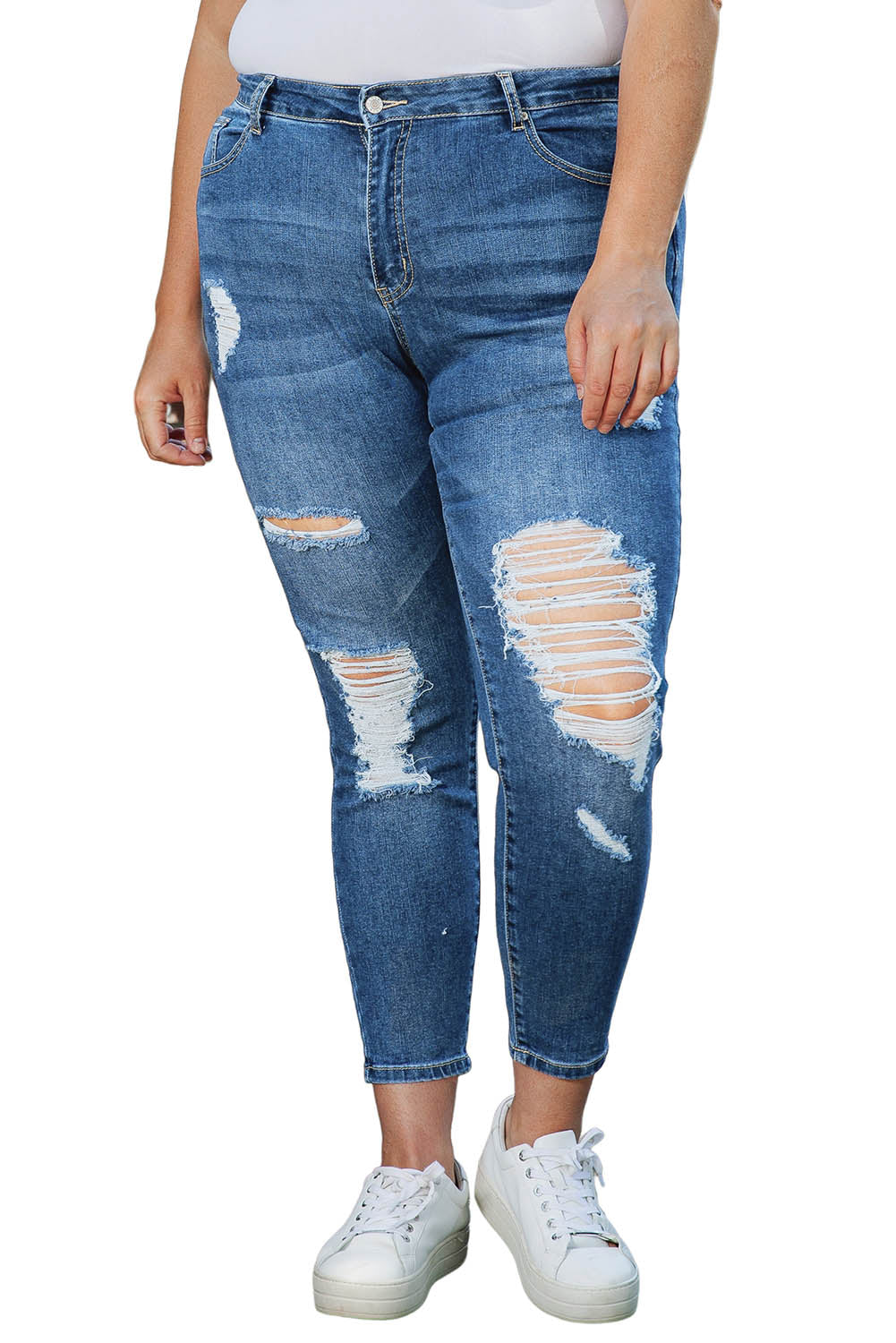 Blue Acid Washed Plus Size Skinny Jeans