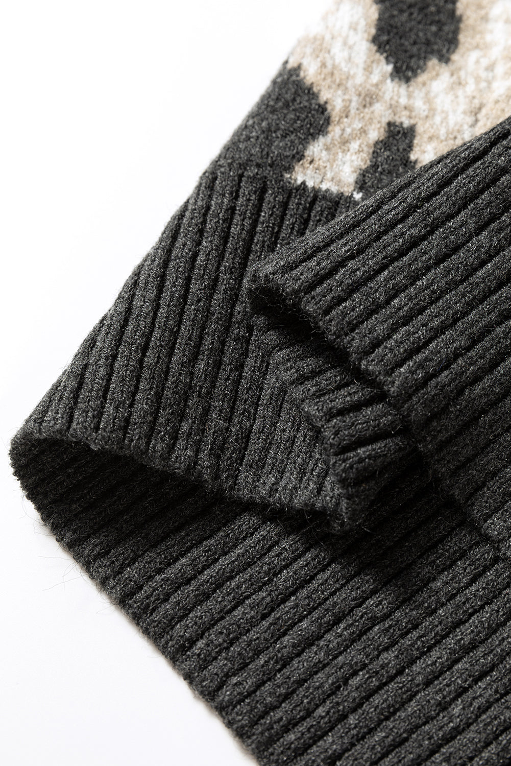 Carbon Grey Leopard Drop Shoulder Baggy Sweater