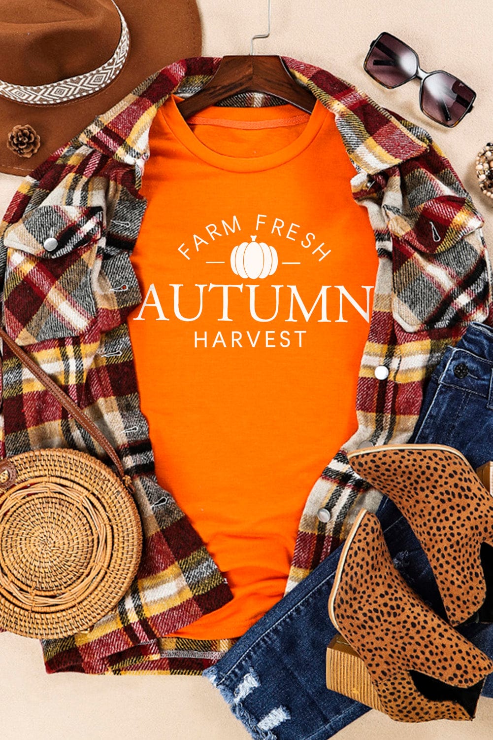 Farm Fresh Autumn Harvest Orange Graphic Tee