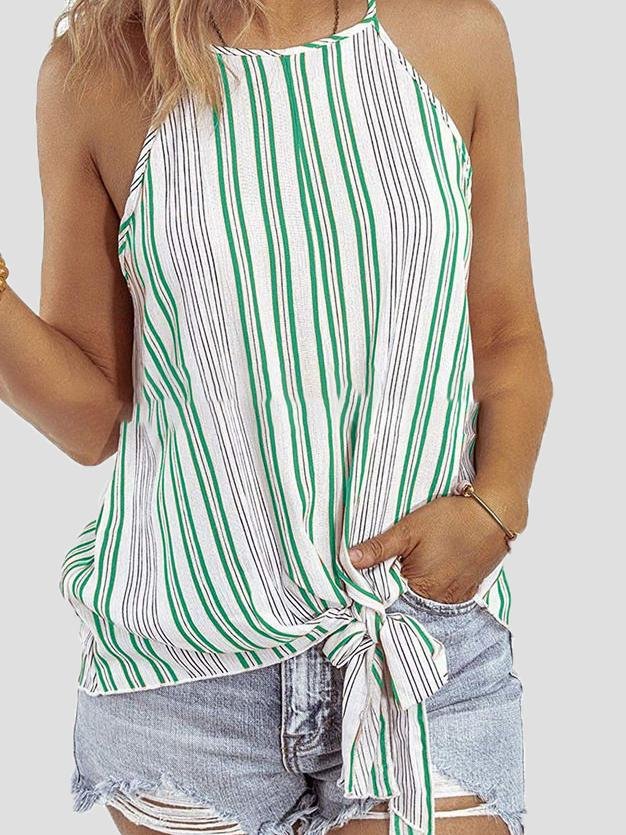 Tank Tops - Fashion Striped Sling Off Shoulder Sleeveless Vest - MsDressly