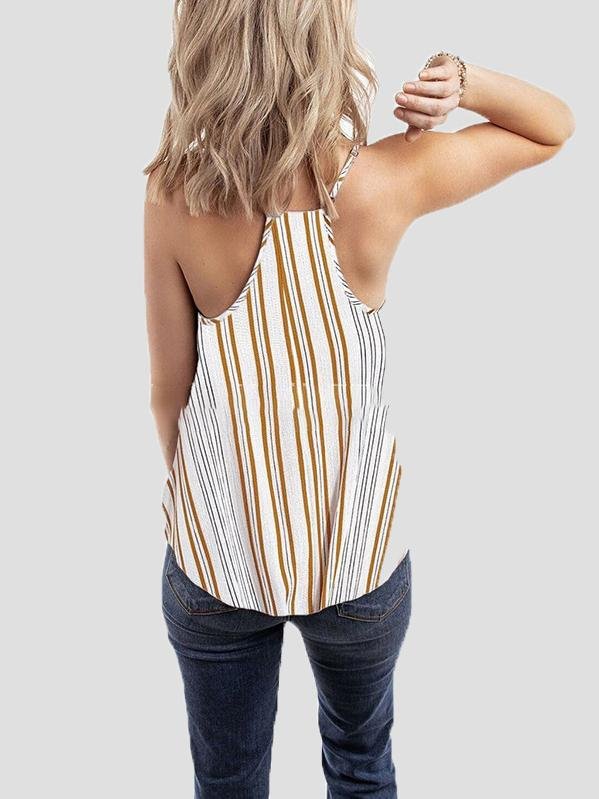 Tank Tops - Fashion Striped Sling Off Shoulder Sleeveless Vest - MsDressly