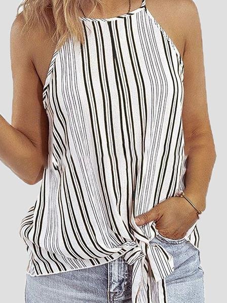 Tank Tops - Fashion Striped Sling Off Shoulder Sleeveless Vest - MsDressly