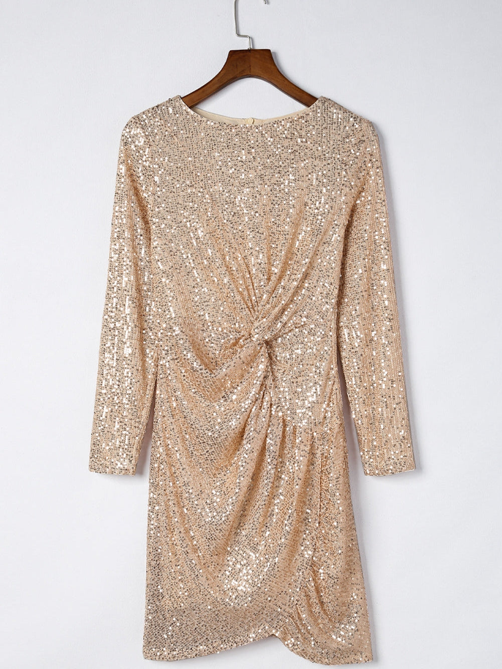 Sparkling V-Neck Long Sleeve Dress