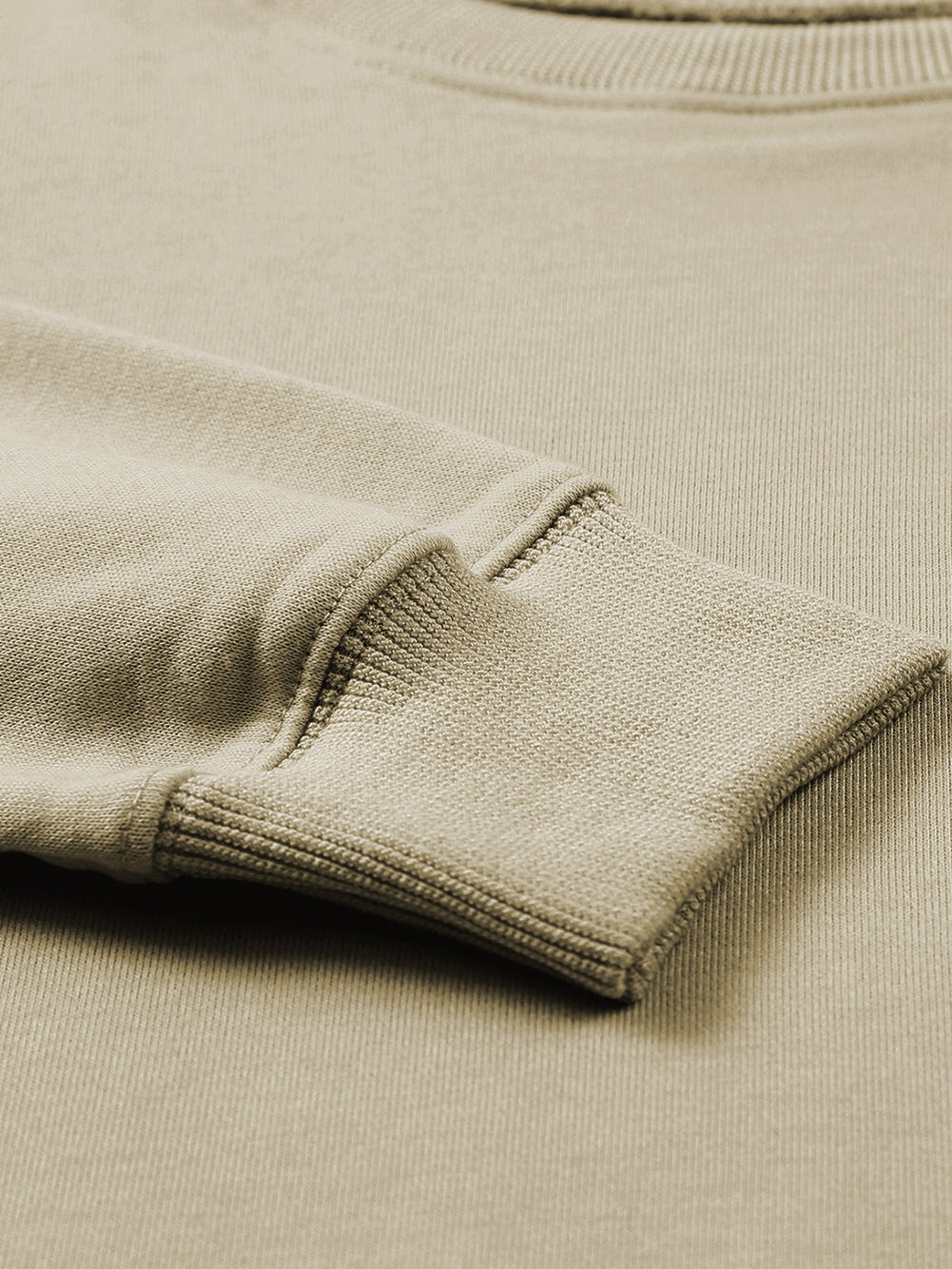 Khaki Solid Crew Neck Pullover Jumper